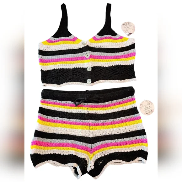 Jolie & Jay Crochet Tank Top & Shorts Set Women's XL NWT - Picture 2 of 12